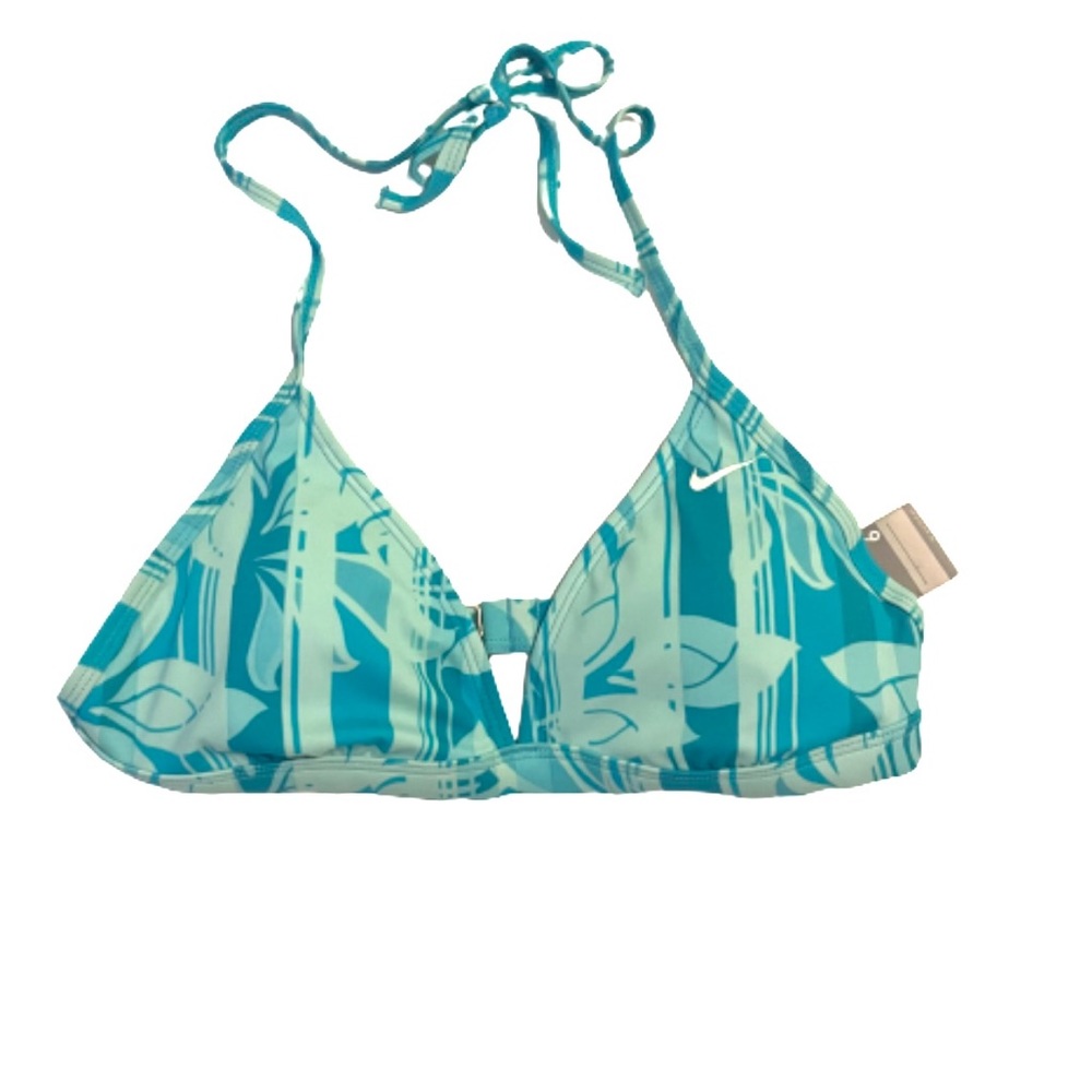 Nike bikini top triangle tie halter blue swim 6 new with tags
